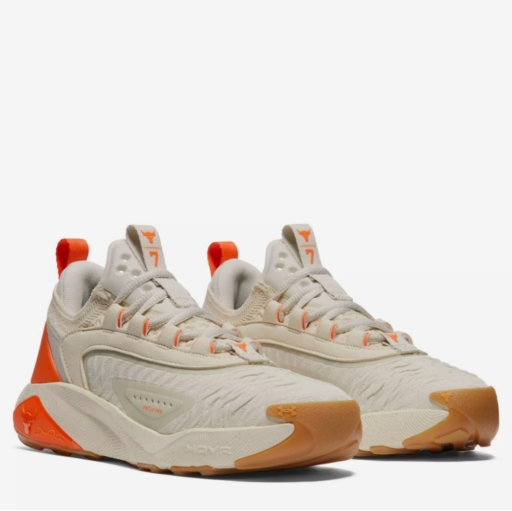 Under Armour Project Rock  Cream And Orange  Sneakers